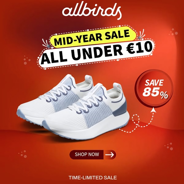 sneakers, running shoes, athletic shoes, sports shoes, trainers, sale promotion, limited time deal, minimalist, energetic, bold, red, orange